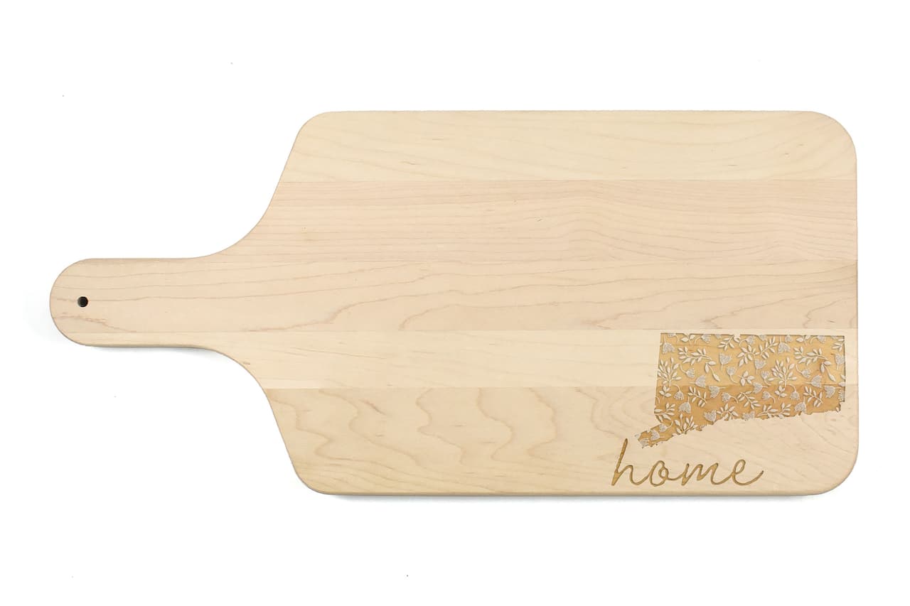 17" Floral Home State Maple Paddle Cutting Board